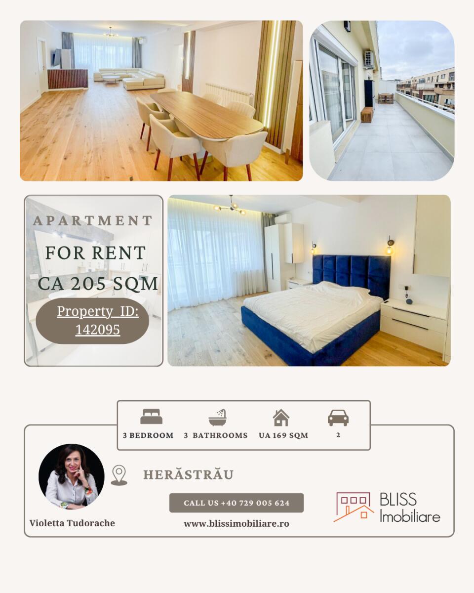 HERĂSTRĂU / NORDULUI – ELEGANT 3-BEDROOM APARTMENT FOR RENT