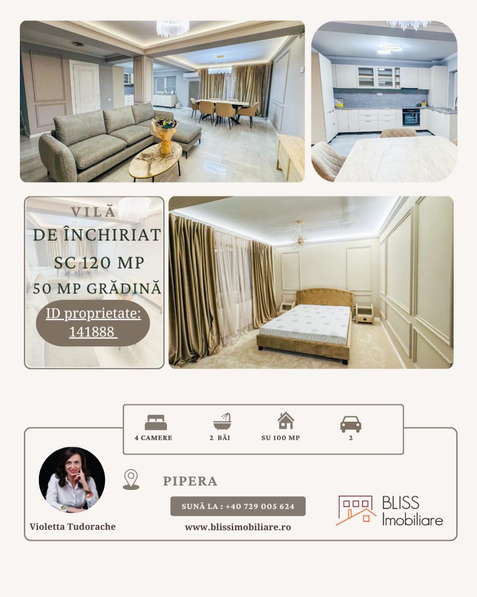  VILĂ MODERNĂ CU 4 CAMERE ȘI GRĂDINĂ PRIVATĂ – PIPERA