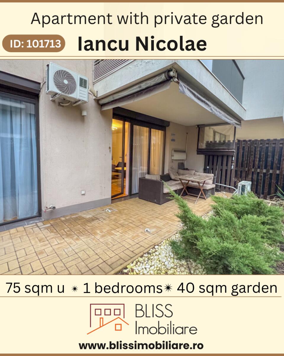 For rent – 1 bedroom apartment with private garden